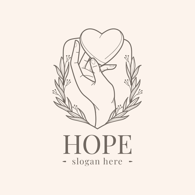 Vector plantilla del logotipo de hope dibujada a mano