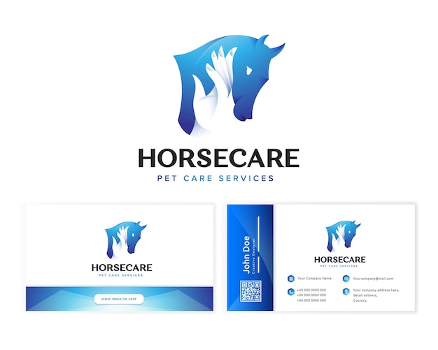 Plantilla de logotipo de hospital de rescate de cuidado de caballos colorido creativo para empresas