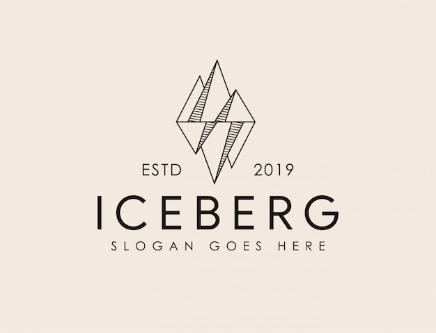 Plantilla de logotipo de iceberg geométrico minimalista