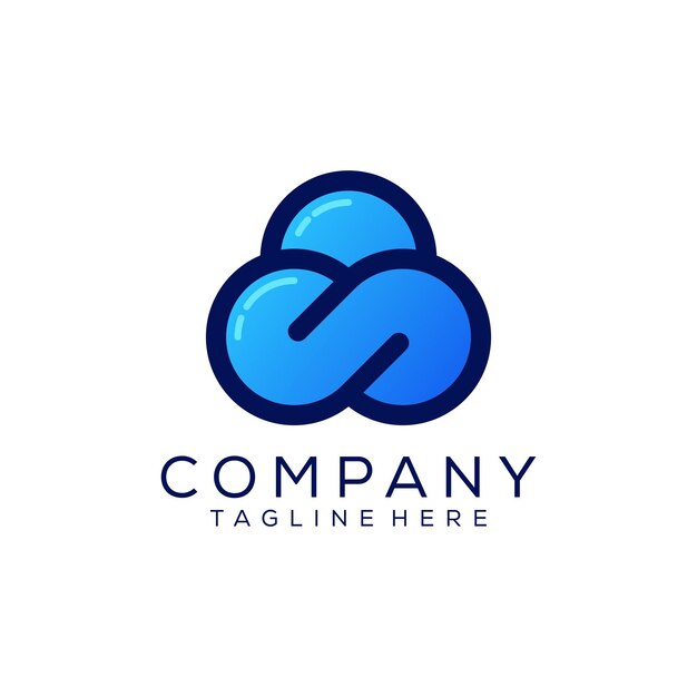 plantilla de logotipo de icono de aplicación de nube azul