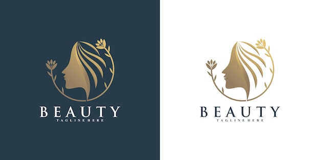 Plantilla de logotipo de icono de belleza para mujer Vector Premium