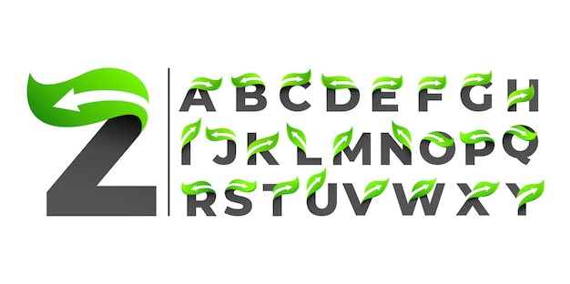 plantilla de logotipo de icono de conjunto de hoja de naturaleza de alfabeto