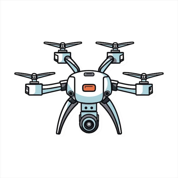 Plantilla del logotipo del icono del dron volador con ilustración vectorial de la cámara de acción