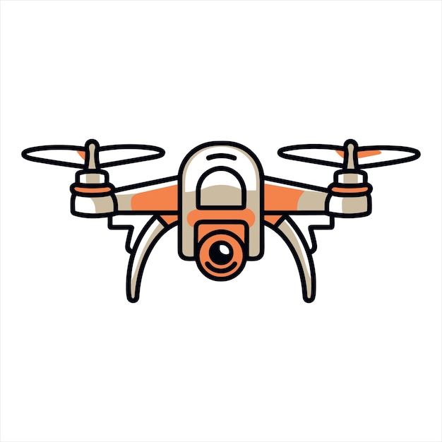 Plantilla del logotipo del icono del dron volador con ilustración vectorial de la cámara de acción