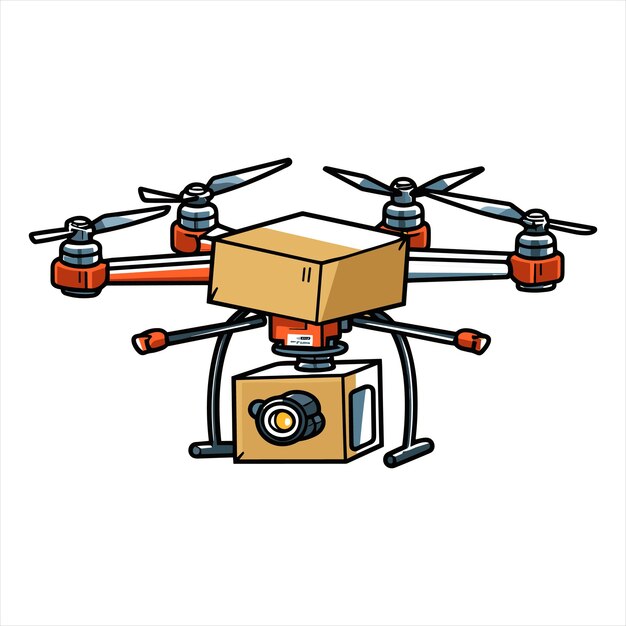 Plantilla del logotipo del icono del dron volador con ilustración vectorial de la cámara de acción