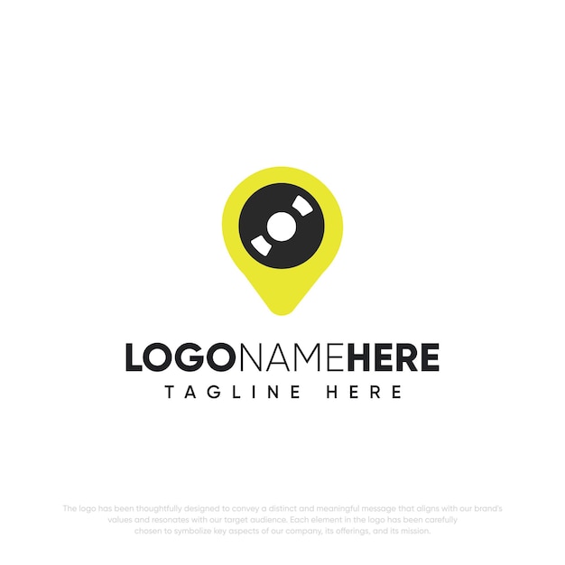 Plantilla de logotipo de icono de ubicación y disco de CD de vector libre