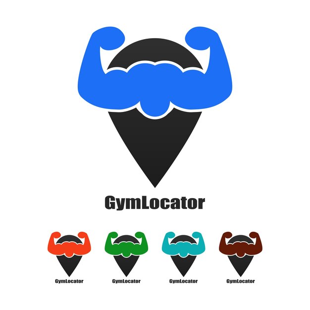 plantilla de logotipo y icono vectorial del localizador de gimnasio