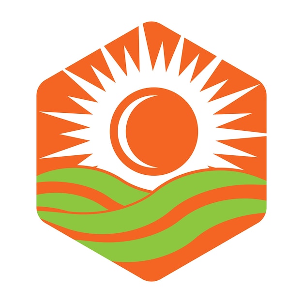 Vector plantilla de logotipo de icono vectorial sol sobre el horizonte