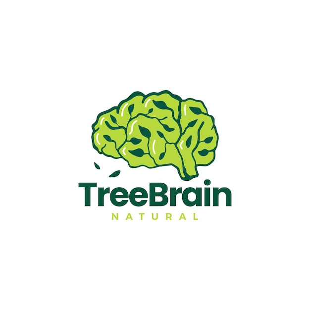 Plantilla de logotipo de idea inteligente de hoja de cerebro de árbol