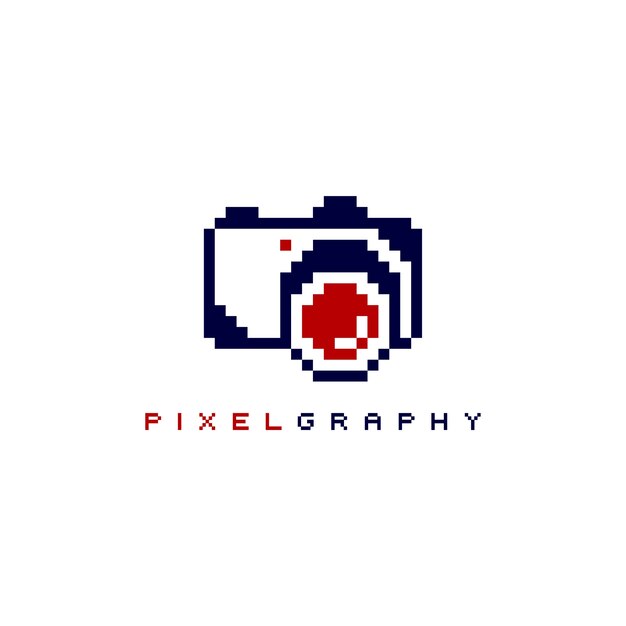 plantilla de logotipo de identidad de cámara de tema de fotografía pixel