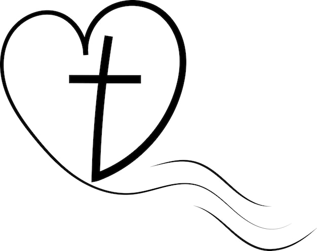 Plantilla de logotipo iglesias amor Dios cruz iheart Cruz de caligrafía religiosa