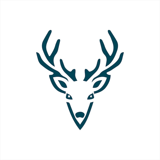 Plantilla de logotipo de ilustración dibujada a mano de cabeza de ciervo vectorial