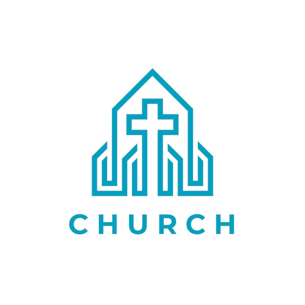 Plantilla de logotipo de ilustración de edificio de iglesia