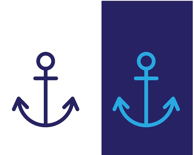 plantilla de logotipo de ilustración de estilo plano del ícono del anclaje náutico