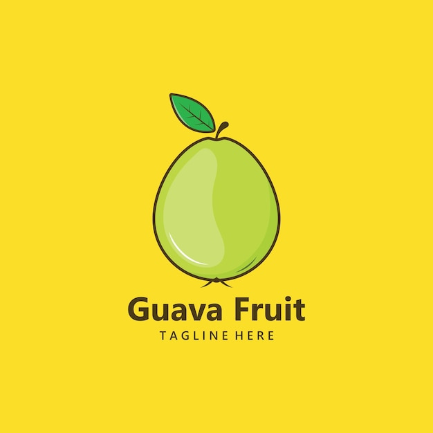 Plantilla de logotipo de ilustración de fruta de guayaba fresca vectorial adecuada para negocios de comercio de frutas y jugo de fruta fresca