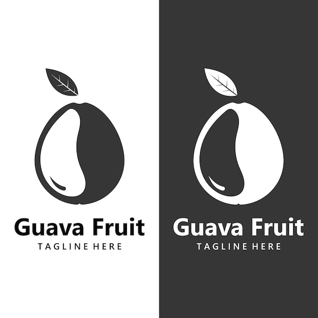 Plantilla de logotipo de ilustración de fruta de guayaba fresca vectorial adecuada para negocios de comercio de frutas y jugo de fruta fresca