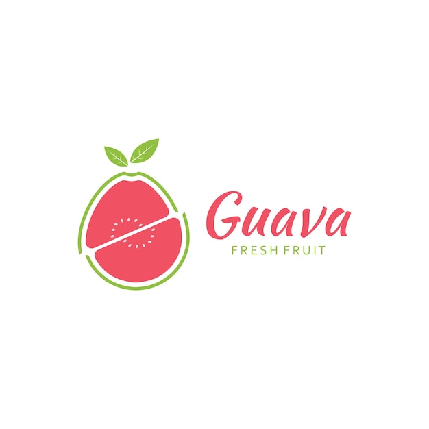 Plantilla de logotipo de ilustración de fruta de guayaba fresca vectorial adecuada para negocios de comercio de frutas y jugo de fruta fresca
