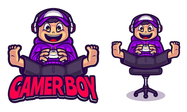 Plantilla de logotipo de ilustración gamer boy