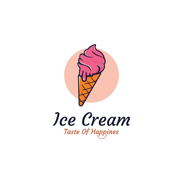 Plantilla de logotipo de ilustración de helado con concepto de vector simple