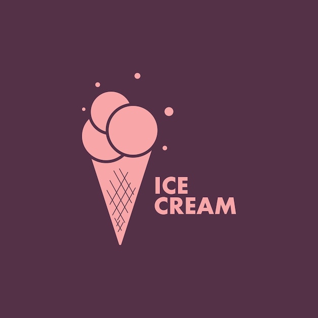 Plantilla de logotipo de ilustración de helado con concepto de vector simple