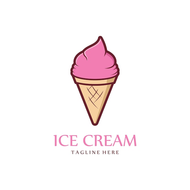 Plantilla de logotipo de ilustración de helado con concepto de vector simple