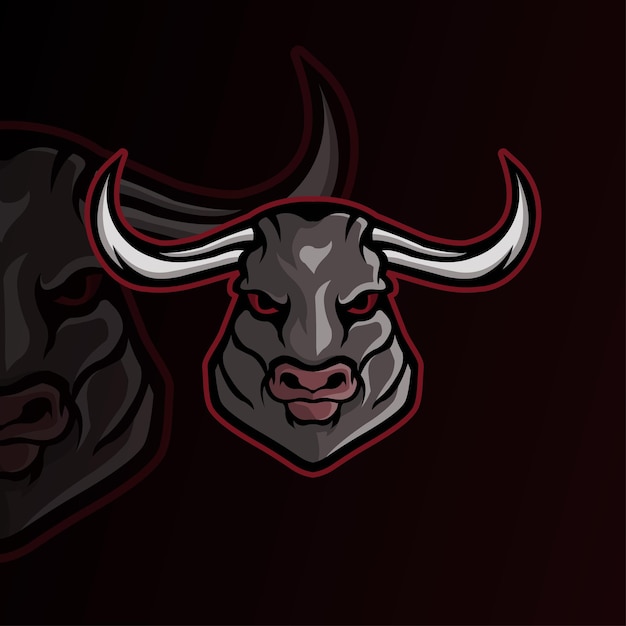 Vector plantilla de logotipo de ilustración de mascota de cabeza de toros