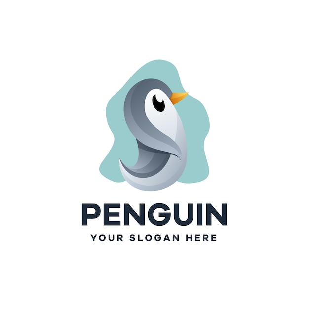 Plantilla de logotipo de ilustración de pingüino degradado