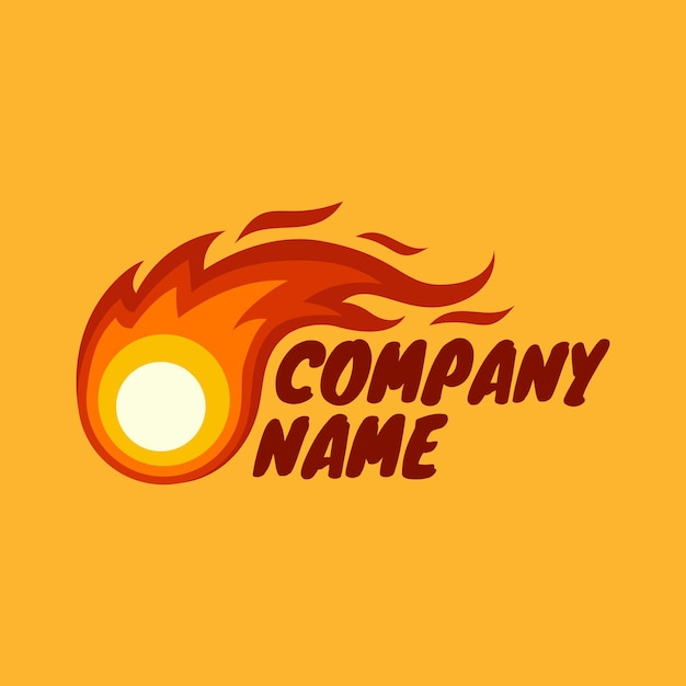 Plantilla de logotipo de ilustración de vector de bola de fuego para empresa en fondo naranja