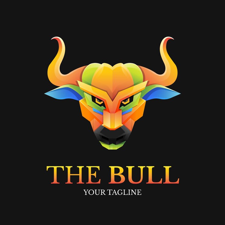 Vector plantilla de logotipo de ilustración de vector de cabeza de toro de estilo degradado colorido