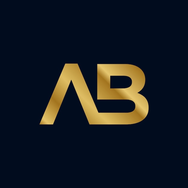 Plantilla de logotipo inicial AB de letra dorada