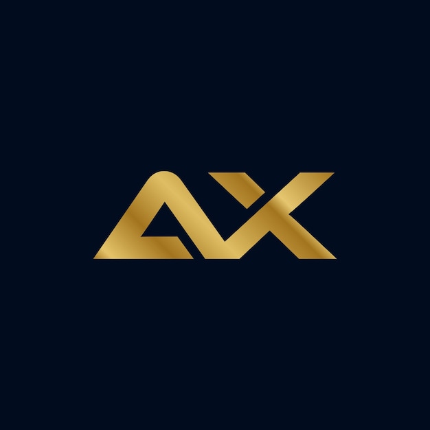 Plantilla de logotipo inicial AX de letra dorada