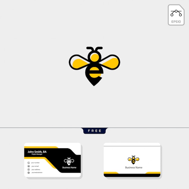 Plantilla de logotipo inicial de e y bee