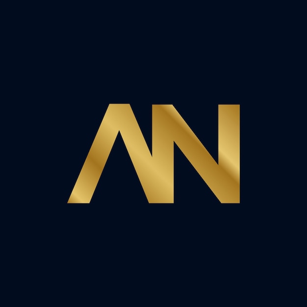 Plantilla de logotipo inicial de letra dorada AN