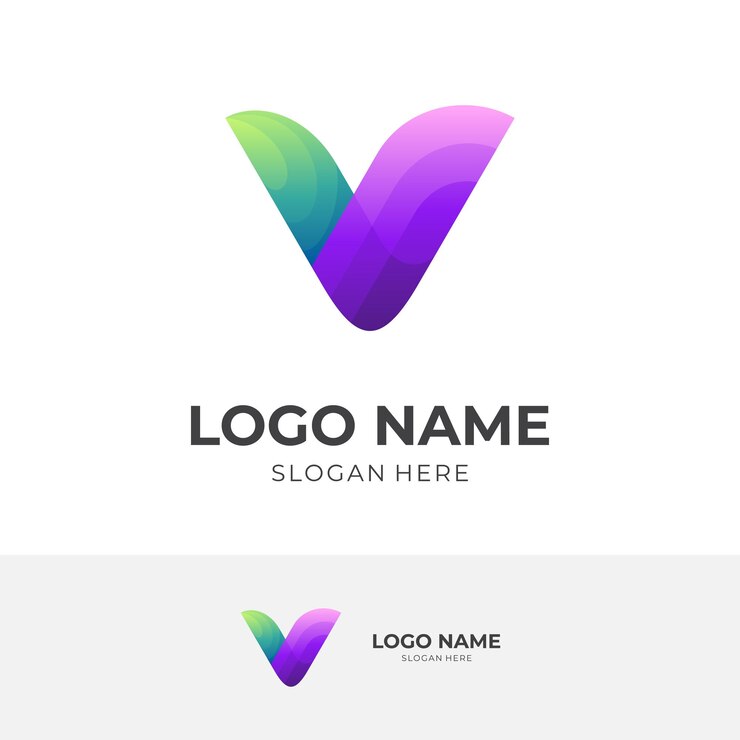 Vector plantilla de logotipo inicial v con estilo colorido 3d