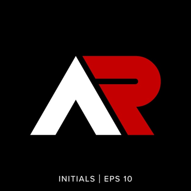 La plantilla de logotipo de las iniciales de las letras AR, el elemento del logotipo, las iniciales del vector AR, el logotipo