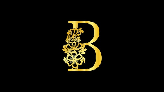 Plantilla de logotipo de iniciales de monograma de letra B de monograma de alfabeto floral