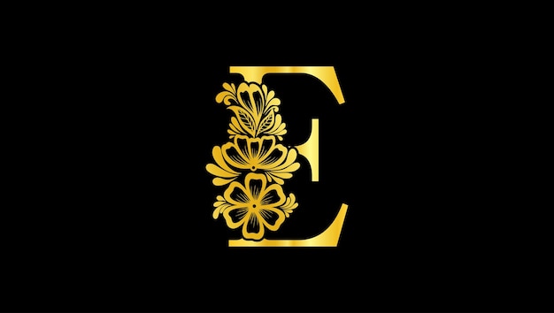 Plantilla de logotipo de iniciales de monograma letra E del monograma del alfabeto floral