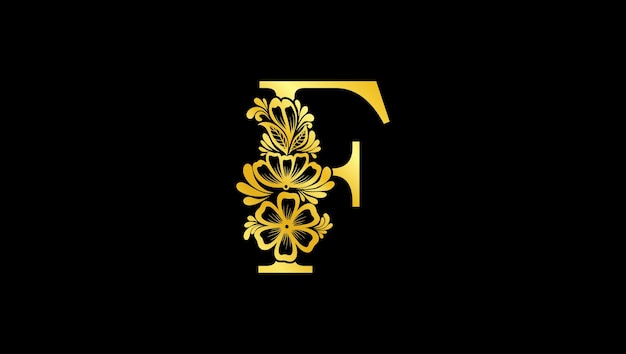 Plantilla de logotipo de iniciales de monograma de letra F de monograma de alfabeto floral