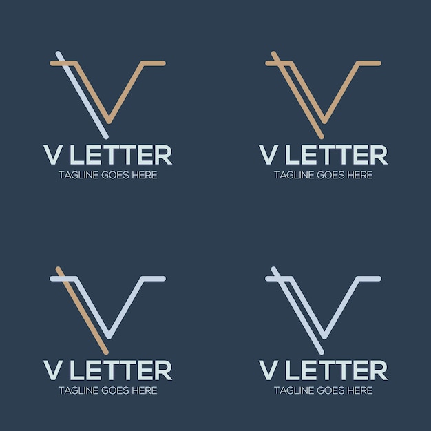 Vector plantilla de logotipo de iniciales v con un color de estilo dorado para la empresa