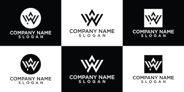 Plantilla de logotipo de iniciales w