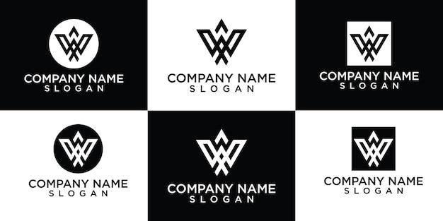 plantilla de logotipo de iniciales w