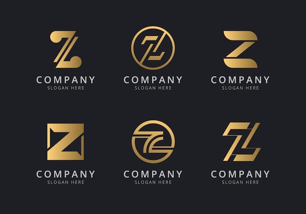 Plantilla de logotipo iniciales z con un color dorado para la empresa