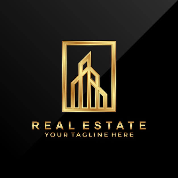 Plantilla de logotipo inmobiliario 3D lujo moderno
