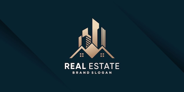 Plantilla de logotipo inmobiliario con estilo creativo dorado Premium Vector parte 1
