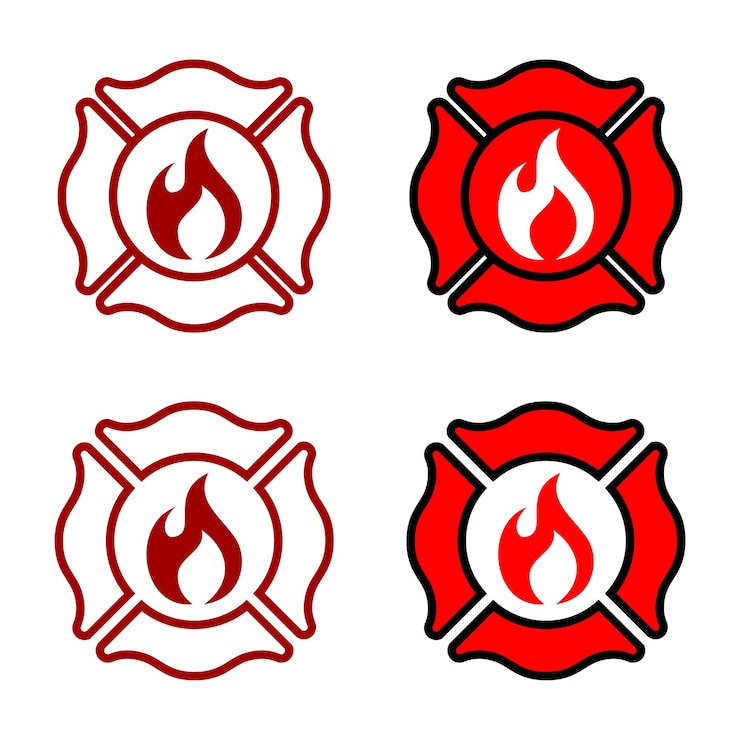 Vector la plantilla del logotipo de la insignia del departamento de bomberos diseño de ilustración vector eps 10