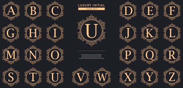 Plantilla de logotipo de insignia inicial de lujo