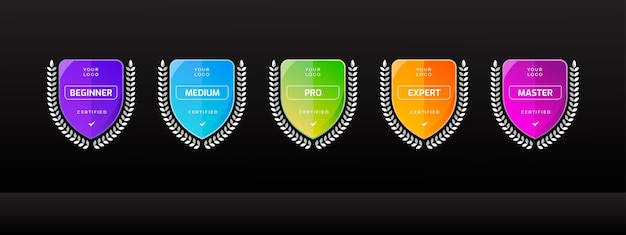 Plantilla de logotipo de insignia de torneo para competición deportiva Icono de tecnología certificada de negocio digital