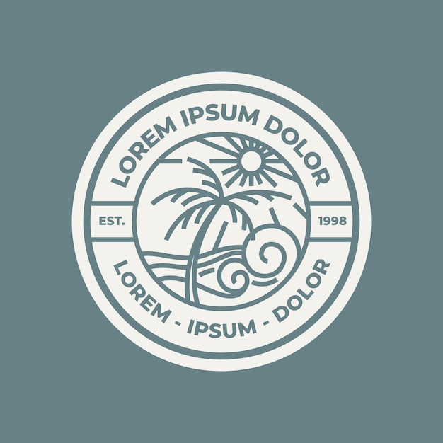 plantilla del logotipo de la insignia de las vacaciones de verano del club de playa Vector Monoline