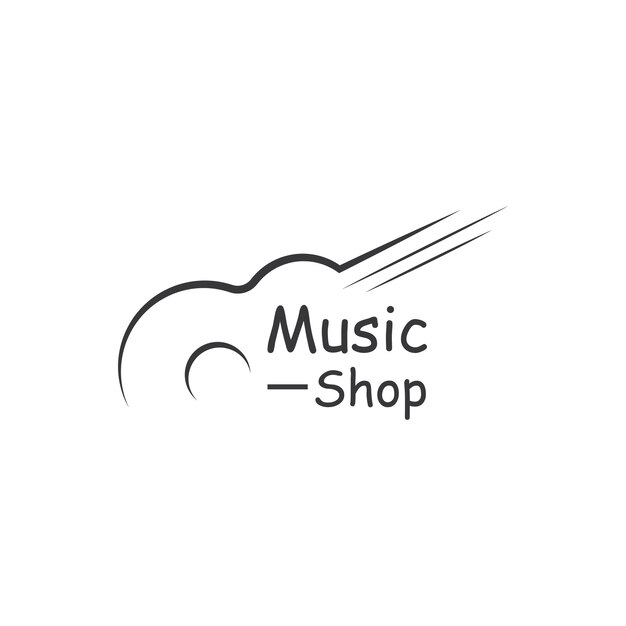 Plantilla de logotipo de instrumento musical de guitarra con forma simple