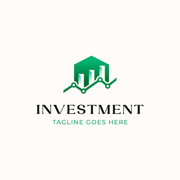 Plantilla de logotipo de inversión de logotipo de gráfico de construcción de viviendas aislado en fondo blanco
